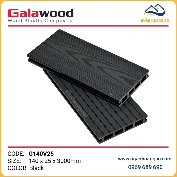 Sàn Ban Công Gỗ Nhựa Ngoài Trời Galawood G140V25 Black