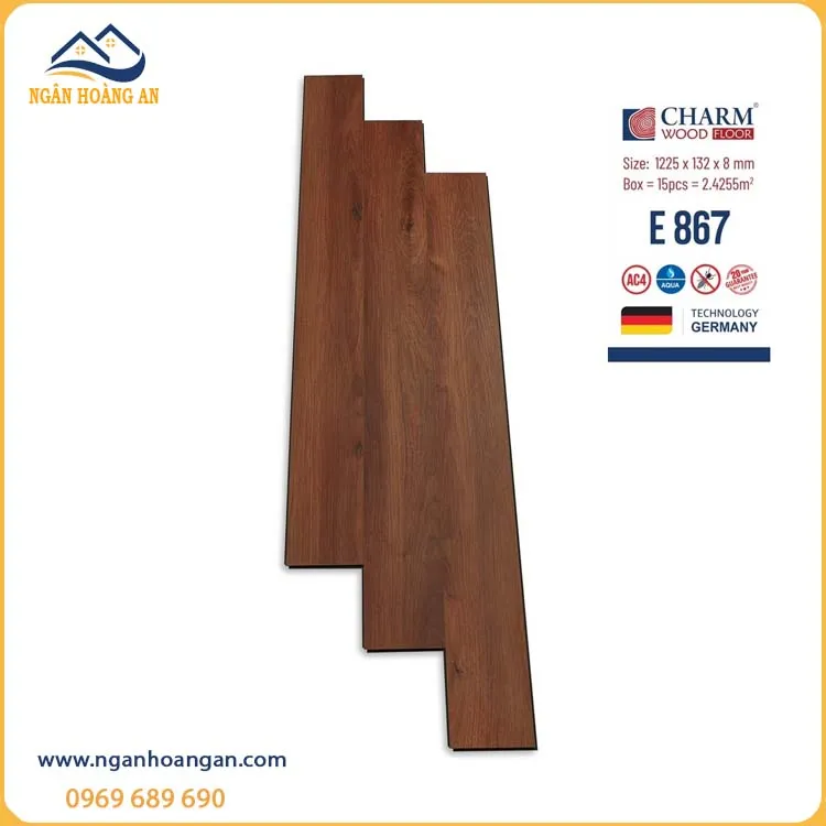 Sàn Gỗ Công Nghiệp Charmwood E867 Dày 8mm