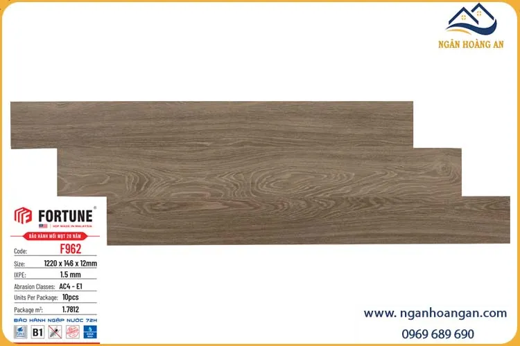 Sàn Gỗ Công Nghiệp Fortune F962 Dày 12mm Sàn Gỗ Công Nghiệp Fortune F962 Dày 12mm