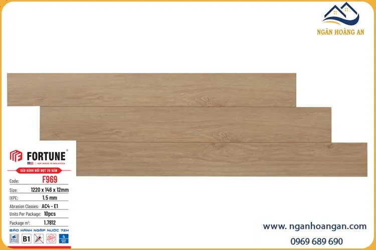Sàn Gỗ Công Nghiệp Fortune F969 Dày 12mm