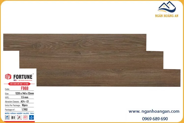 Sàn Gỗ Công Nghiệp Fortune Malaysia F968 Dày 12mm