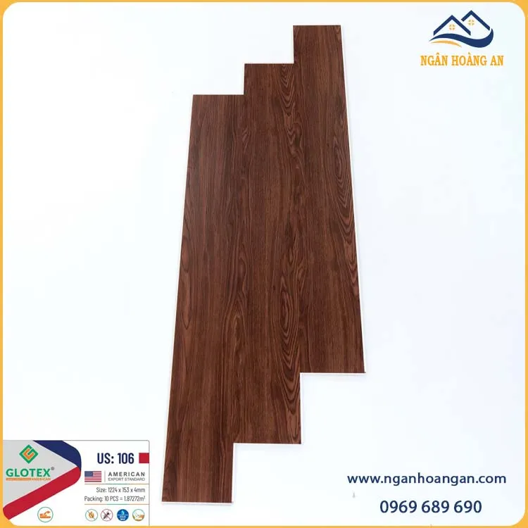 Sàn Nhựa Giả Gỗ Hèm Khóa Glotex US106 Đế Cao Su 4mm Sàn Nhựa Giả Gỗ Hèm Khóa Glotex US106 Đế Cao Su 4mm