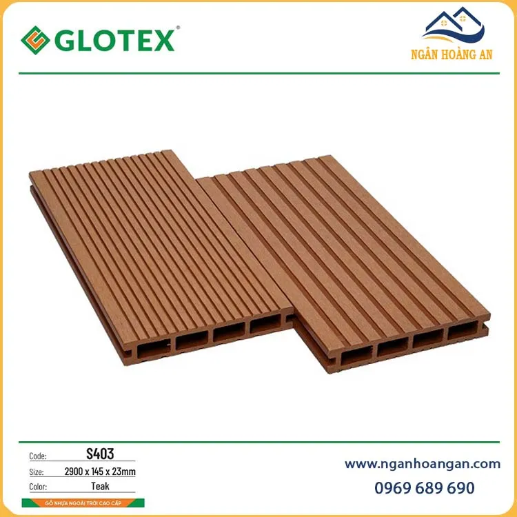 Sàn Sân Thượng Gỗ Nhựa Ngoài Trời Glotex S403 Teak