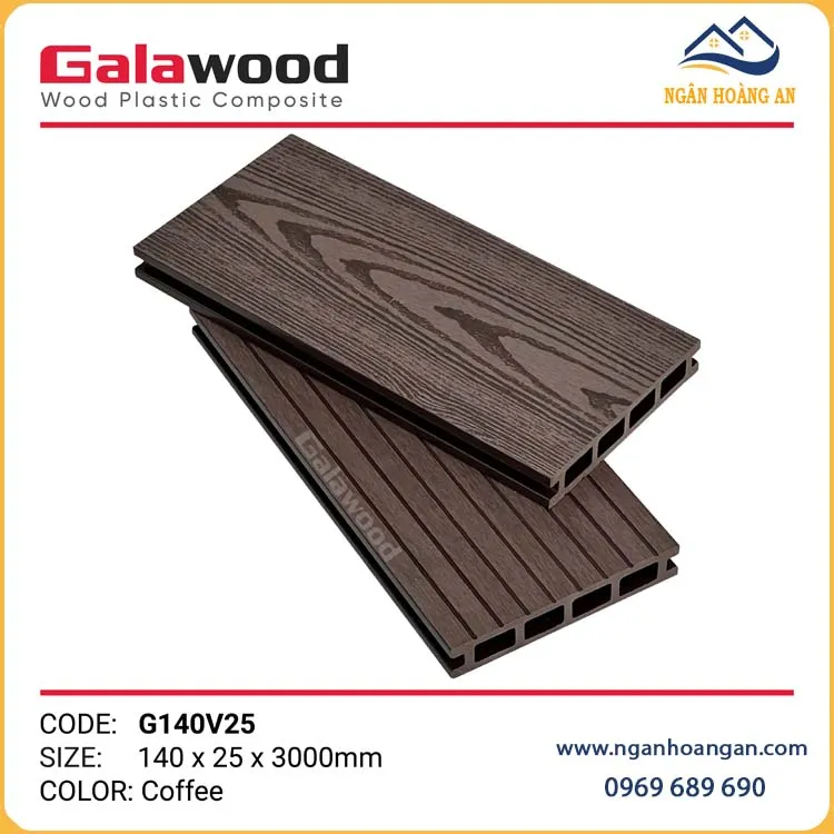 Sàn Sân Vườn Gỗ Nhựa Ngoài Trời Galawood G140V25 Coffee Sàn Sân Vườn Gỗ Nhựa Ngoài Trời Galawood G140V25 Coffee