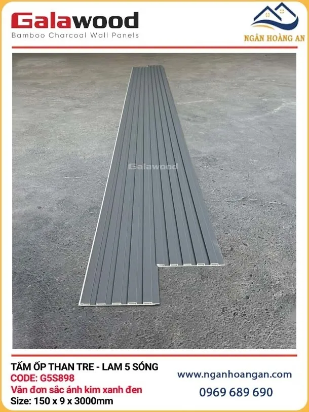 Tấm Lam Sóng Than Tre Vân Đơn Sắc Ánh Kim Xanh Đen Galawood G5S898