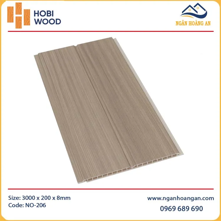 Tấm Nano Nhựa Giả Vân Gỗ Ốp Trần HobiWood No-206 Tấm Nano Nhựa Giả Vân Gỗ Ốp Trần HobiWood No-206