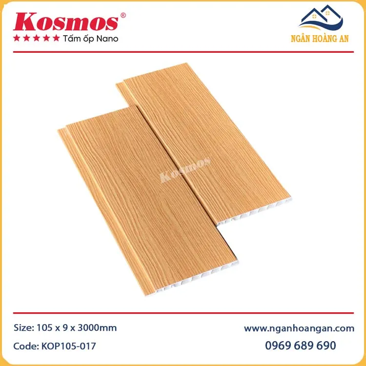 Tấm Nhựa Ốp Trần Nano Giả Gỗ Kosmos KOP105-017 Tấm Nhựa Ốp Trần Nano Giả Gỗ Kosmos KOP105-017