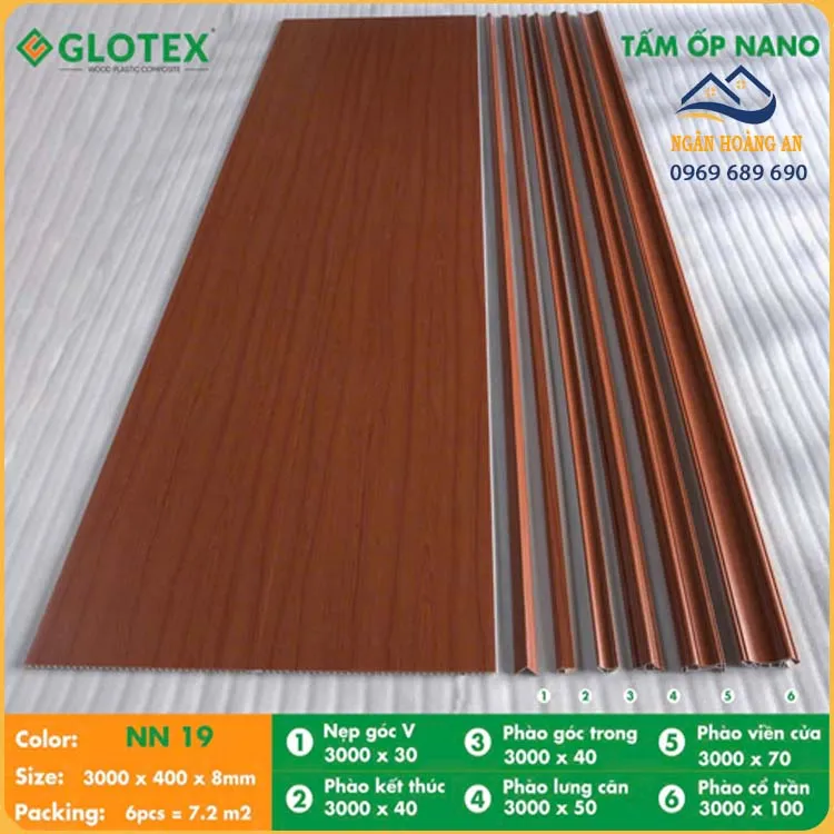 Tấm Nhựa Ốp Trần Nano Glotex NN 19 Giả Vân Gỗ Tấm Nhựa Ốp Trần Nano Glotex NN 19 Giả Vân Gỗ