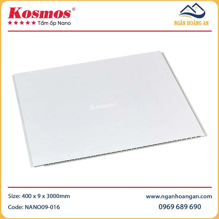 Tấm Nhựa Ốp Trần Nano Màu Trắng Kosmos NANO09-016