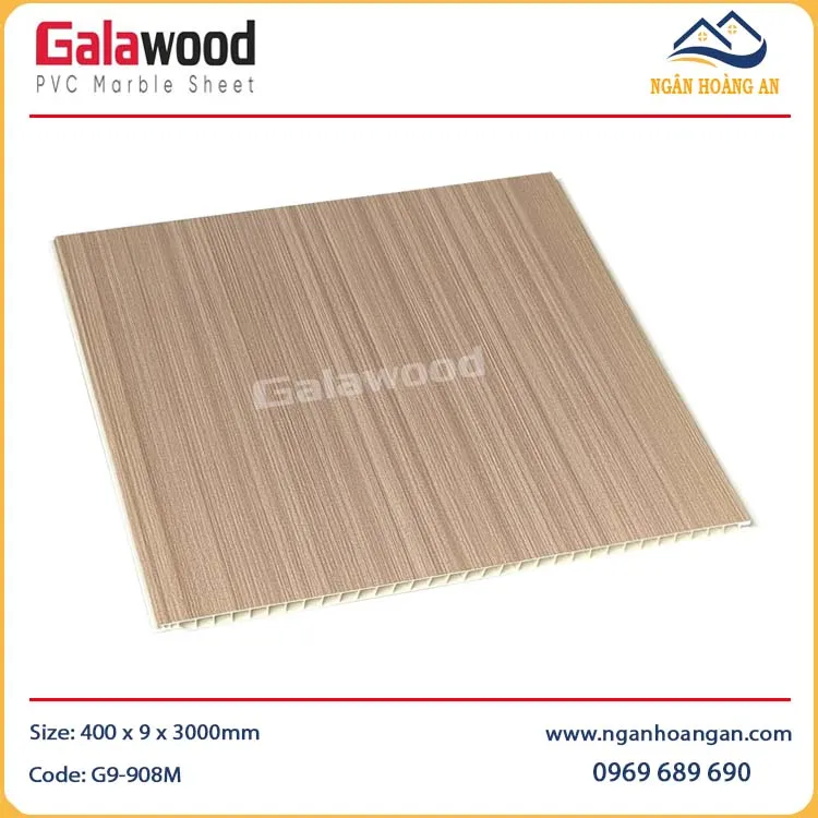 Tấm Nhựa Ốp Trần Nano Vân Gỗ Galawood G9-908M Tấm Nhựa Ốp Trần Nano Vân Gỗ Galawood G9-908M