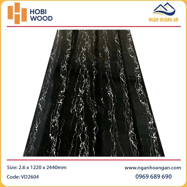 Tấm Nhựa Ốp Tường Giả Đá PVC Màu Đen HobiWood VD2604