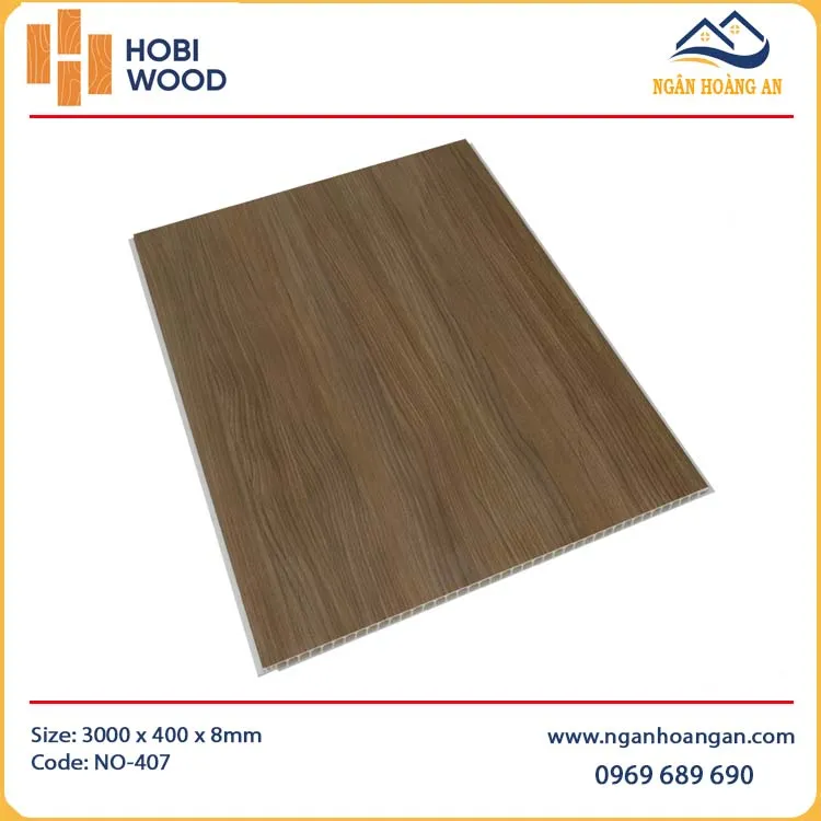 Tấm Nhựa Ốp Tường HobiWood NO-407 Giả Vân Gỗ