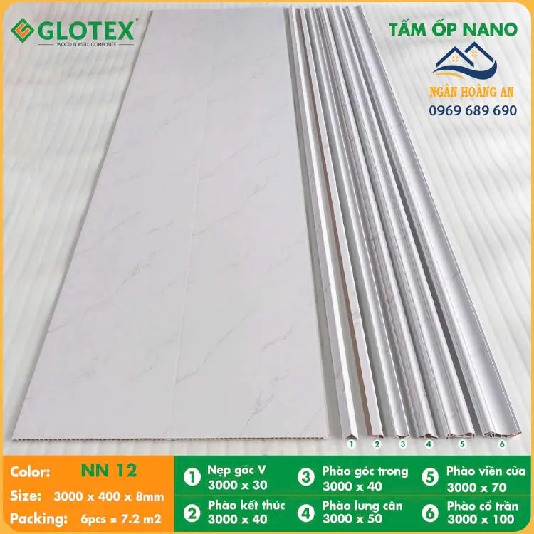 Tấm Nhựa Ốp Tường Nano Giả Vân Đá Glotex NN 12