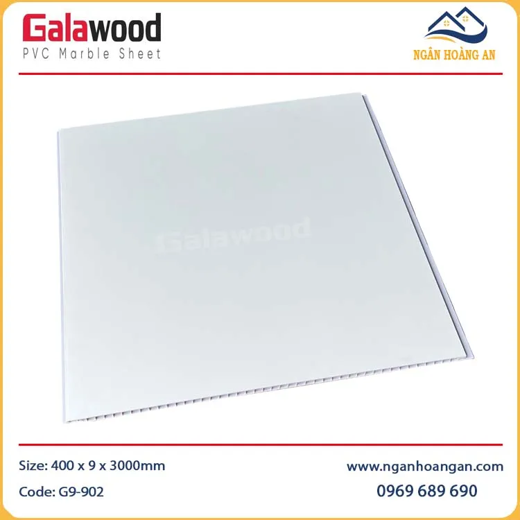 Tấm Nhựa Ốp Tường Nano Màu Trắng Trơn Galawood G9-902 Tấm Nhựa Ốp Tường Nano Màu Trắng Trơn Galawood G9-902