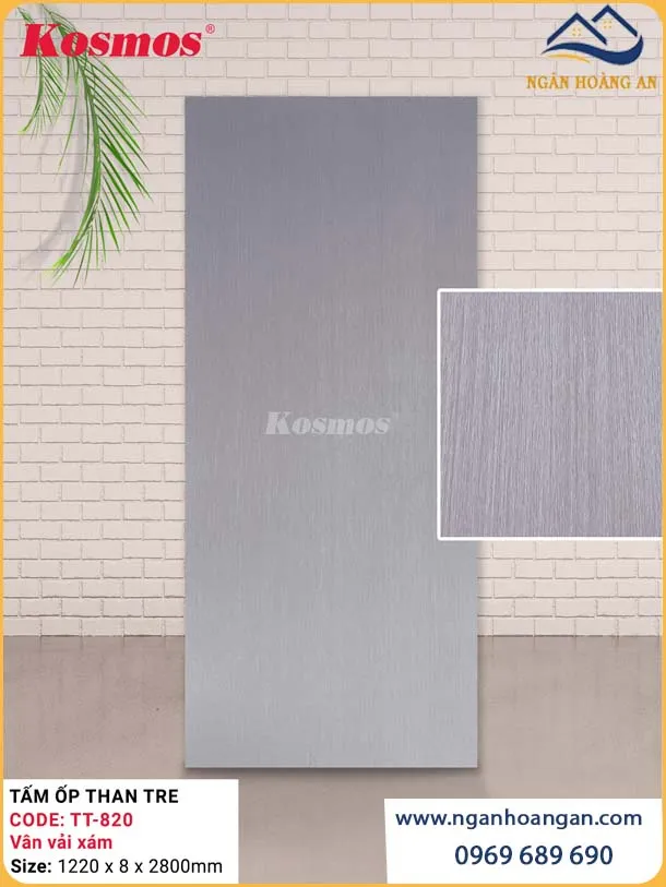 Tấm Ốp Đa Năng Than Tre Kosmos TT-820 Vân Vải Xám