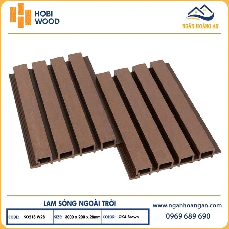 Tấm Ốp Lam Sóng Ngoài Trời Hobiwood Oka Brown SO218W28