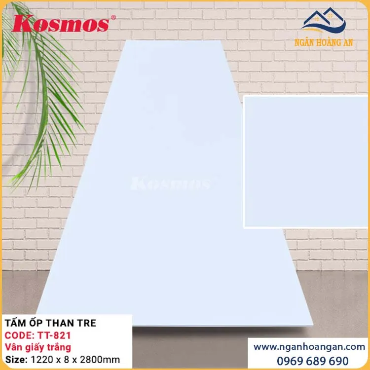 Tấm Ốp Tường Sợi Than Tre Kosmos Vân Vải Trắng TT-821