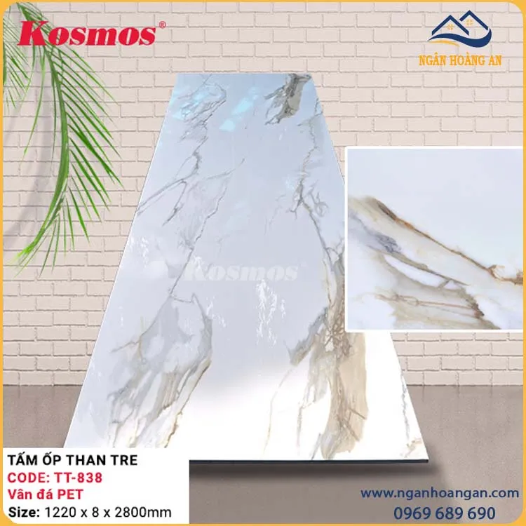 Tấm Than Tre Ốp Tường Vân Đá PET Kosmos TT-838