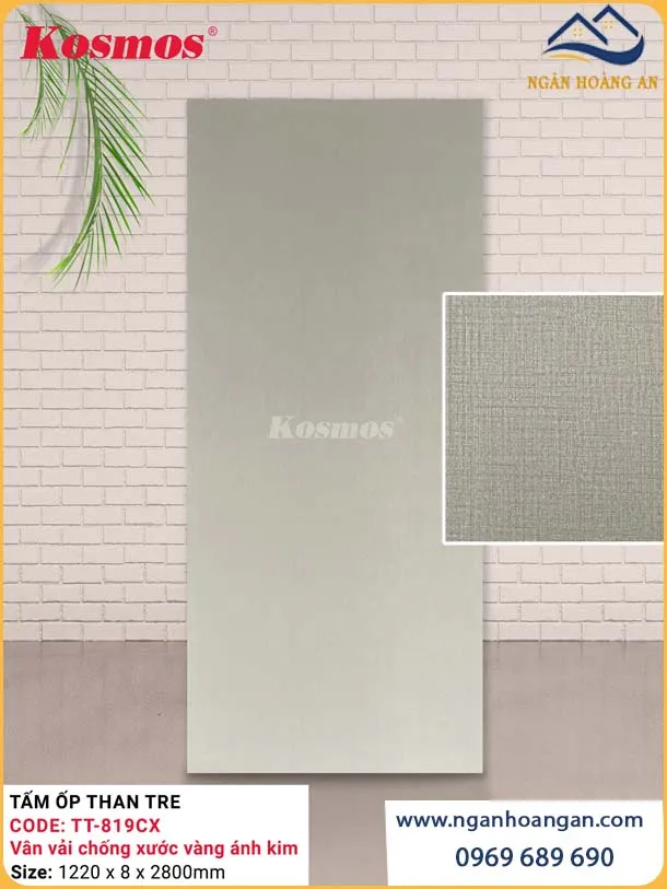 Tấm Ốp Than Tre Vân Vải Vàng Ánh Kim Kosmos TT-819CX