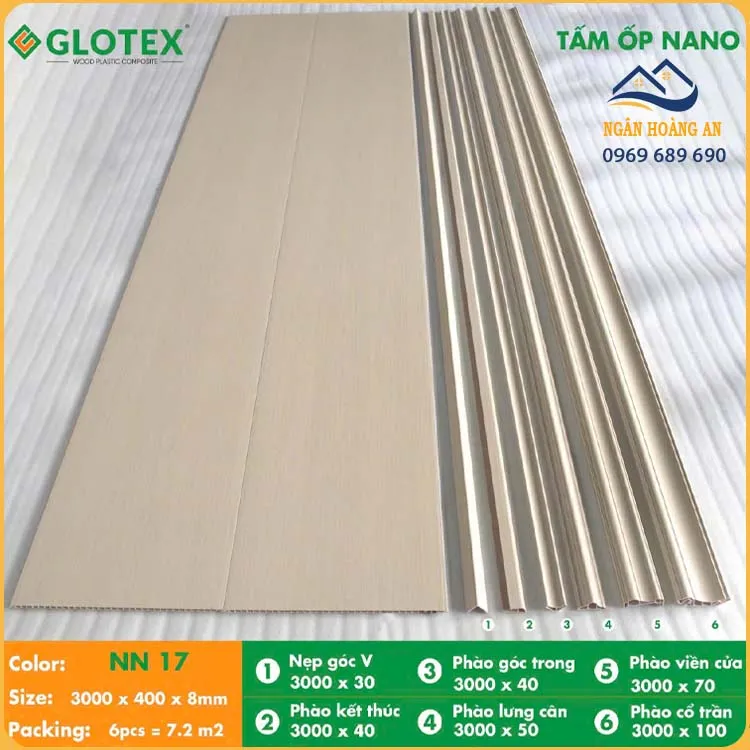 Tấm Nhựa Ốp Tường Nano Giả Gỗ Glotex NN 17