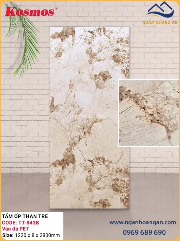 Tấm Ốp Tường Than Tre Kosmos TT-843B Vân Đá PET