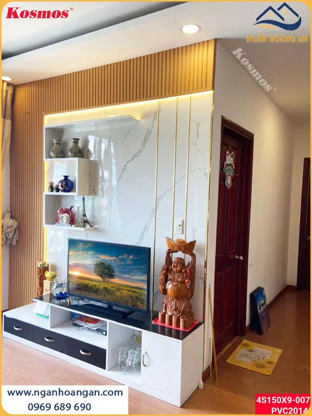 Phòng Khách Được Ốp Tường Bằng Tấm Nhựa PVC Giả Đá, Đẹp Và Thu Hút Phòng Khách Được Ốp Tường Bằng Tấm Nhựa PVC Giả Đá, Đẹp Và Thu Hút