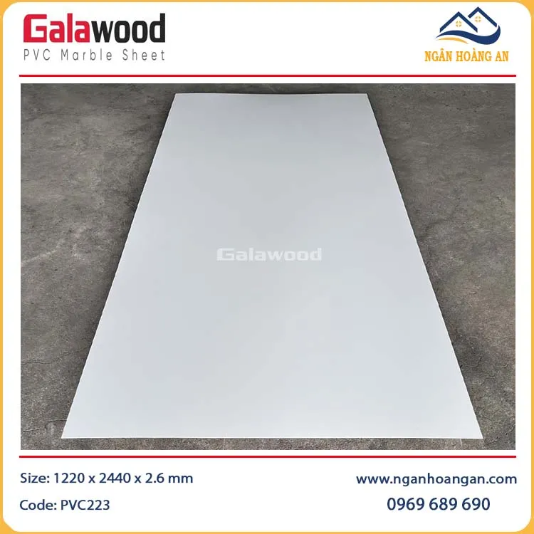 Tấm Ốp PVC Giả Vân Đá Galawood PVC223 Màu Trắng Trơn