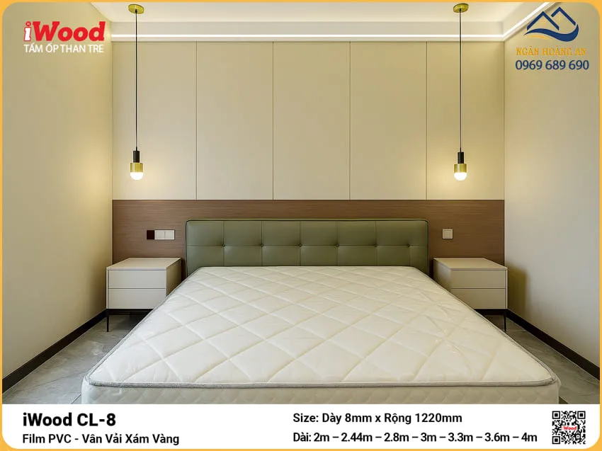 Bán Tấm Ốp Than Tre iWood CL-8 Vân Vải Xám Vàng Cắt Theo Yêu Cầu