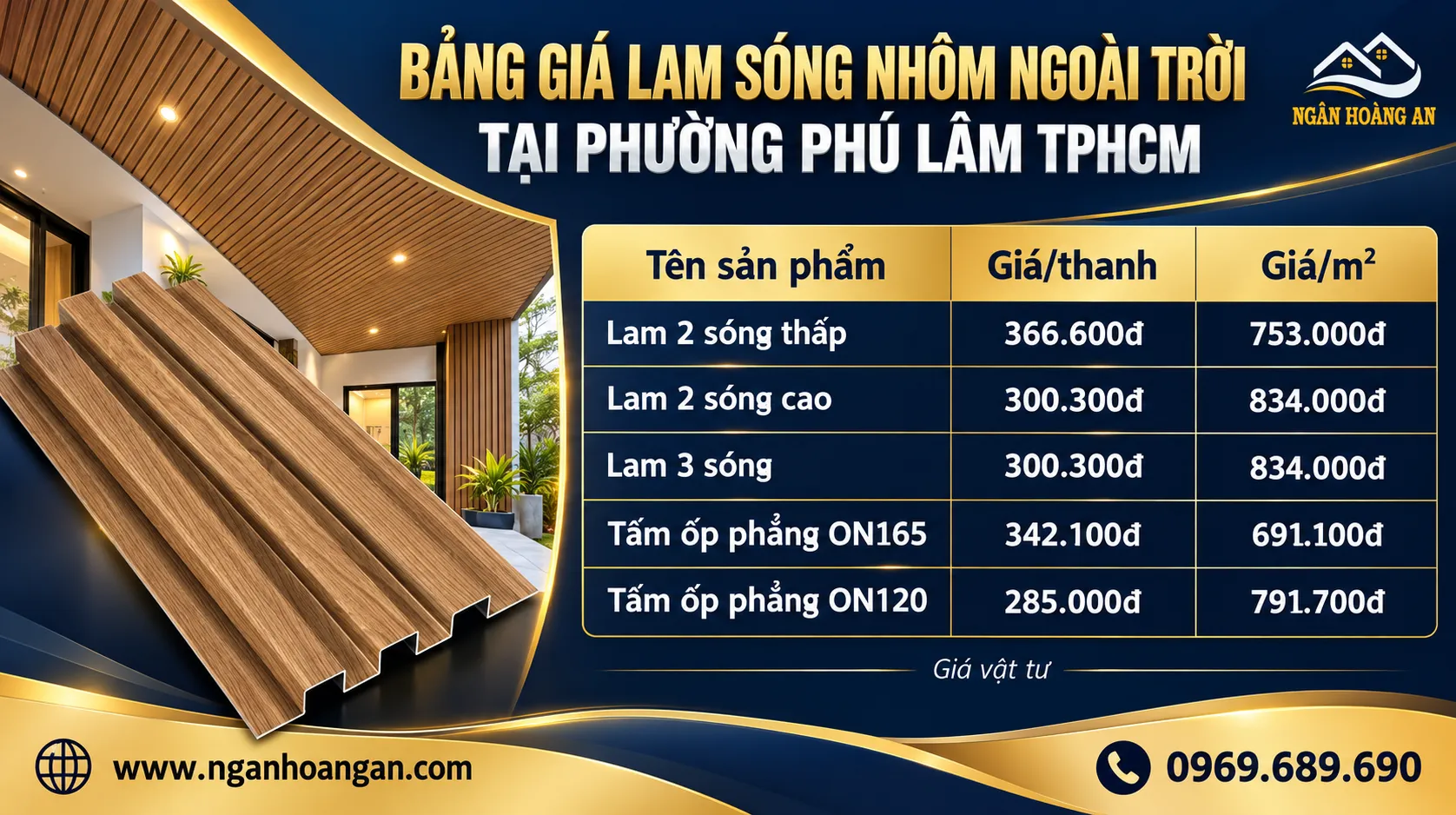 Bảng Giá Lam Sóng Nhôm Ngoài Trời 