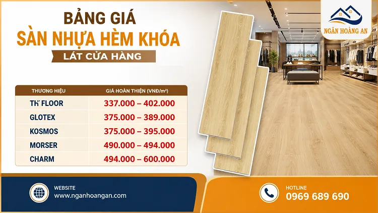 Bảng Giá Mới Nhất Sàn Nhựa Hèm Khoá Lát Cửa Hàng Tại TPHCM