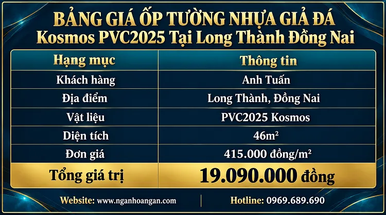 Bảng Giá Ốp Tường Nhựa Giả Đá Kosmos PVC2025 Bảng Giá Ốp Tường Nhựa Giả Đá Kosmos PVC2025