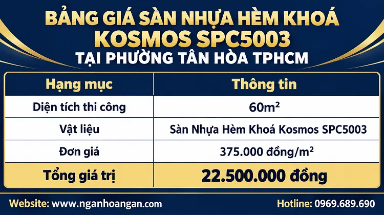 Bảng Giá Sàn Nhựa Hèm Khoá Kosmos SPC5003 Tại Phường Tân Hòa TPHCM Bảng Giá Sàn Nhựa Hèm Khoá Kosmos SPC5003 Tại Phường Tân Hòa TPHCM