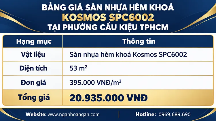 Bảng Giá Sàn Nhựa Hèm Khoá Kosmos SPC6002 Tại Phường Cầu Kiệu TPHCM Bảng Giá Sàn Nhựa Hèm Khoá Kosmos SPC6002 Tại Phường Cầu Kiệu TPHCM
