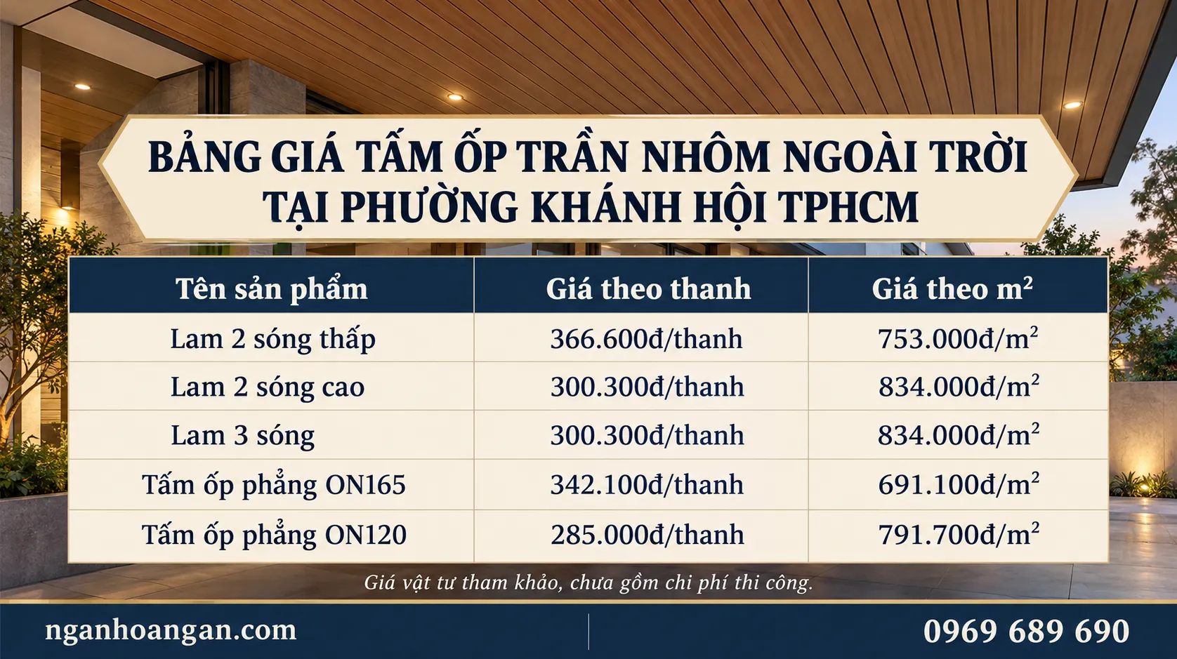 Bảng Giá Tấm Ốp Trần Nhôm Ngoài Trời Tại Phường Khánh Hội TPHCM