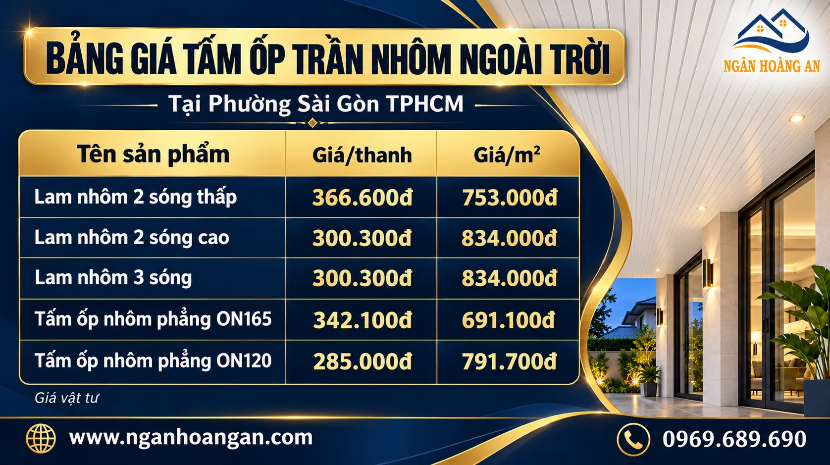 Bảng Giá Tấm Ốp Trần Nhôm Ngoài Trời Tại Phường Sài Gòn TPHCM Bảng Giá Tấm Ốp Trần Nhôm Ngoài Trời Tại Phường Sài Gòn TPHCM