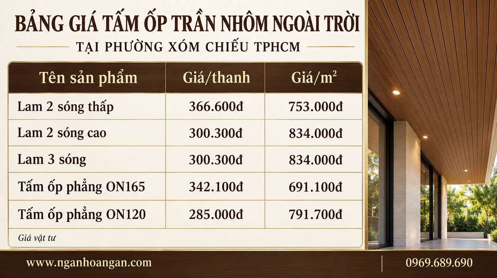 Bảng Giá Tấm Ốp Trần Nhôm Ngoài Trời Bảng Giá Tấm Ốp Trần Nhôm Ngoài Trời