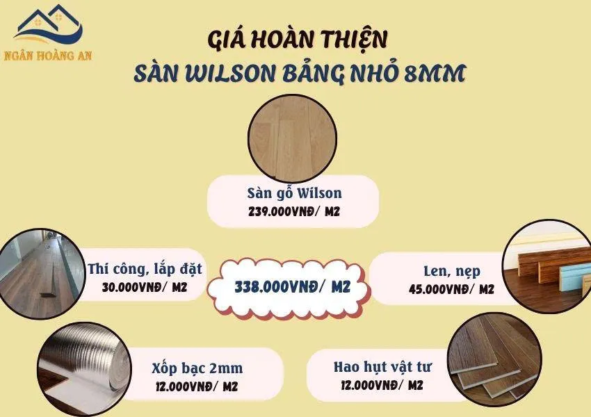 Bảng Giả Thi Công Sàn Gỗ Công Nghiệp Wilson Dày 8mm