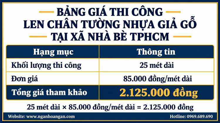 Bảng Giá Thi Công Len Chân Tường Nhựa Giả Gỗ 