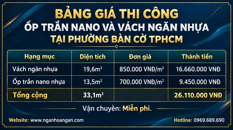 Bảng Giá Thi Công Ốp Trần Nano Và Vách Ngăn Nhựa 