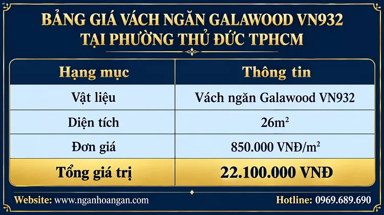 Bảng Giá Vách Ngăn Galawood VN932 Bảng Giá Vách Ngăn Galawood VN932