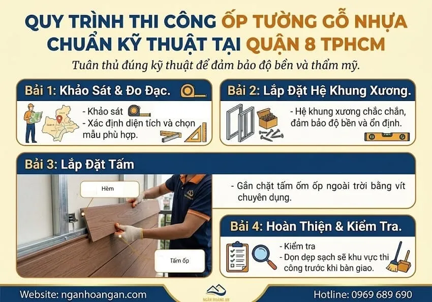 Quy Trình Thi Công Ốp Tường Gỗ Nhựa Chuẩn Kỹ Thuật Tại Quận 8 TPHCM