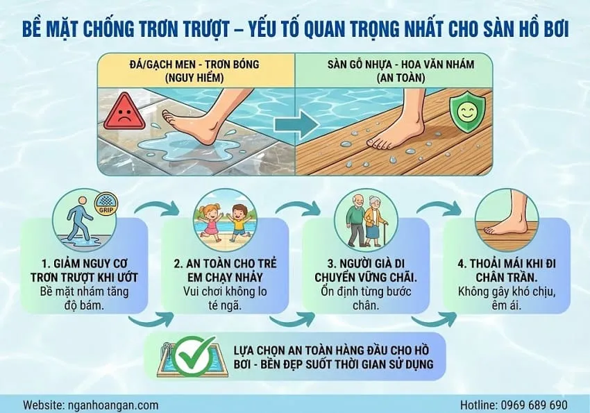 Bề Mặt Chống Trơn Trượt – Yếu Tố Quan Trọng Nhất Cho Sàn Hồ Bơi