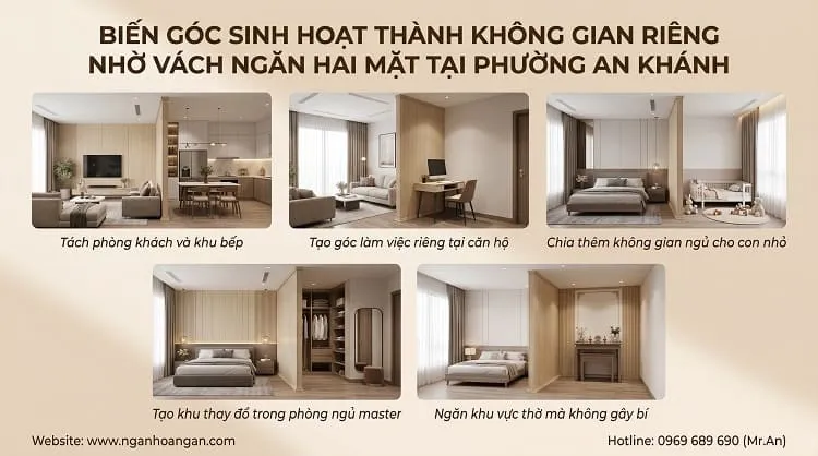 Biến Góc Sinh Hoạt Thành Không Gian Riêng Nhờ Vách Ngăn Hai Mặt Tại Phường An Khánh