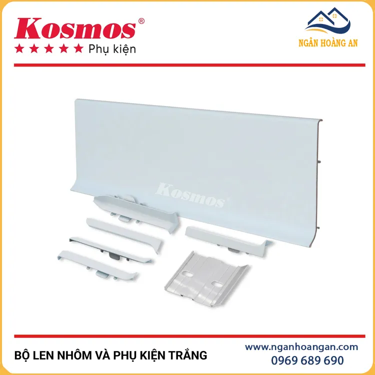 Bộ Len Nhôm Chân Tường 80mm Kosmos CT80-T Màu Trắng