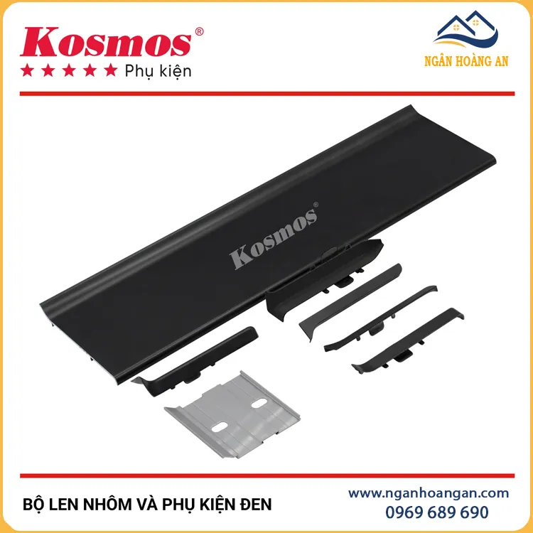 Bộ Len Nhôm Chân Tường Kosmos 80mm CT80-D Màu Đen Bộ Len Nhôm Chân Tường Kosmos 80mm CT80-D Màu Đen