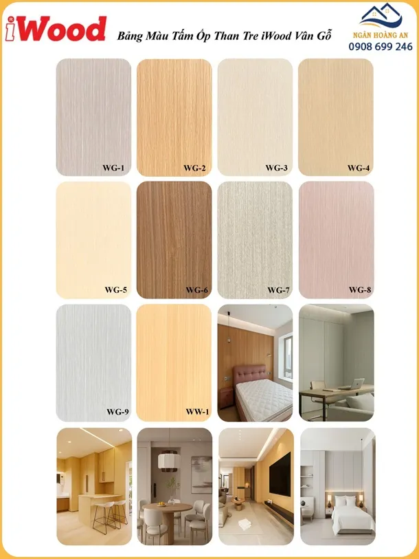 Bộ Mẫu Tấm Ốp Than Tre iWood Vân Gỗ Tự Nhiên