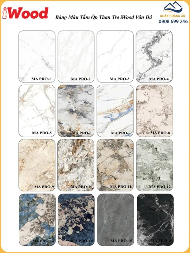 Bộ Sưu Tập Tấm Ốp Than Tre iWood Vân Đá Marble Cao Cấp