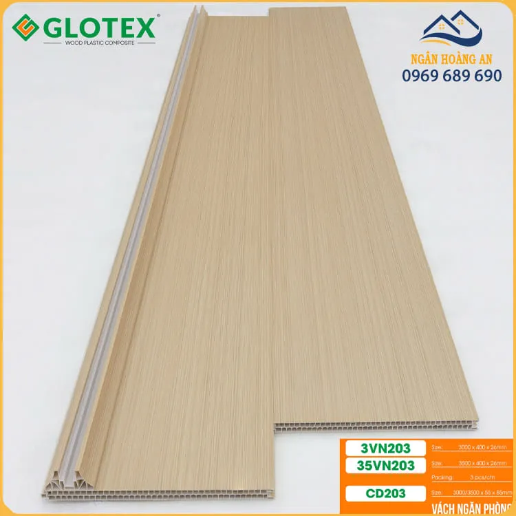 Bộ Vách Ngăn Phòng 2 Mặt Nhựa PVC Giả Gỗ Glotex VN203 Bộ Vách Ngăn Phòng 2 Mặt Nhựa PVC Giả Gỗ Glotex VN203