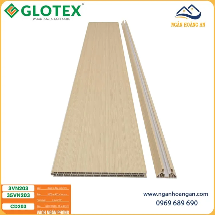Bộ Vách Ngăn Phòng 2 Mặt Nhựa PVC Giả Gỗ Glotex VN203