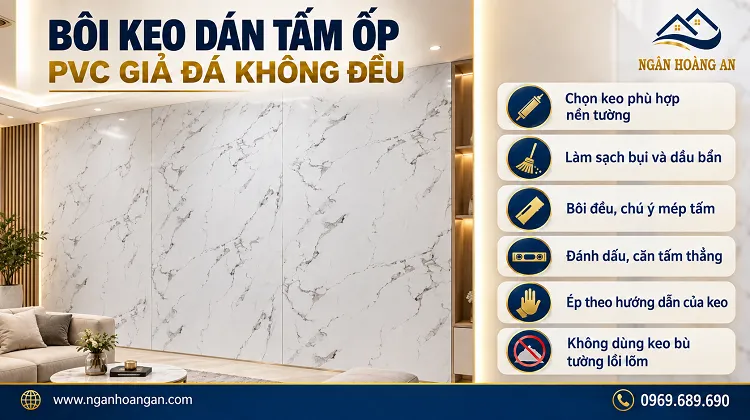 Bôi Keo Dán Tấm Ốp PVC Giả Đá Không Đều